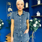 Riley Short Sleeve Denim Playsuit Navy