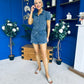 Riley Short Sleeve Denim Playsuit Navy