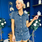 Riley Short Sleeve Denim Playsuit Navy