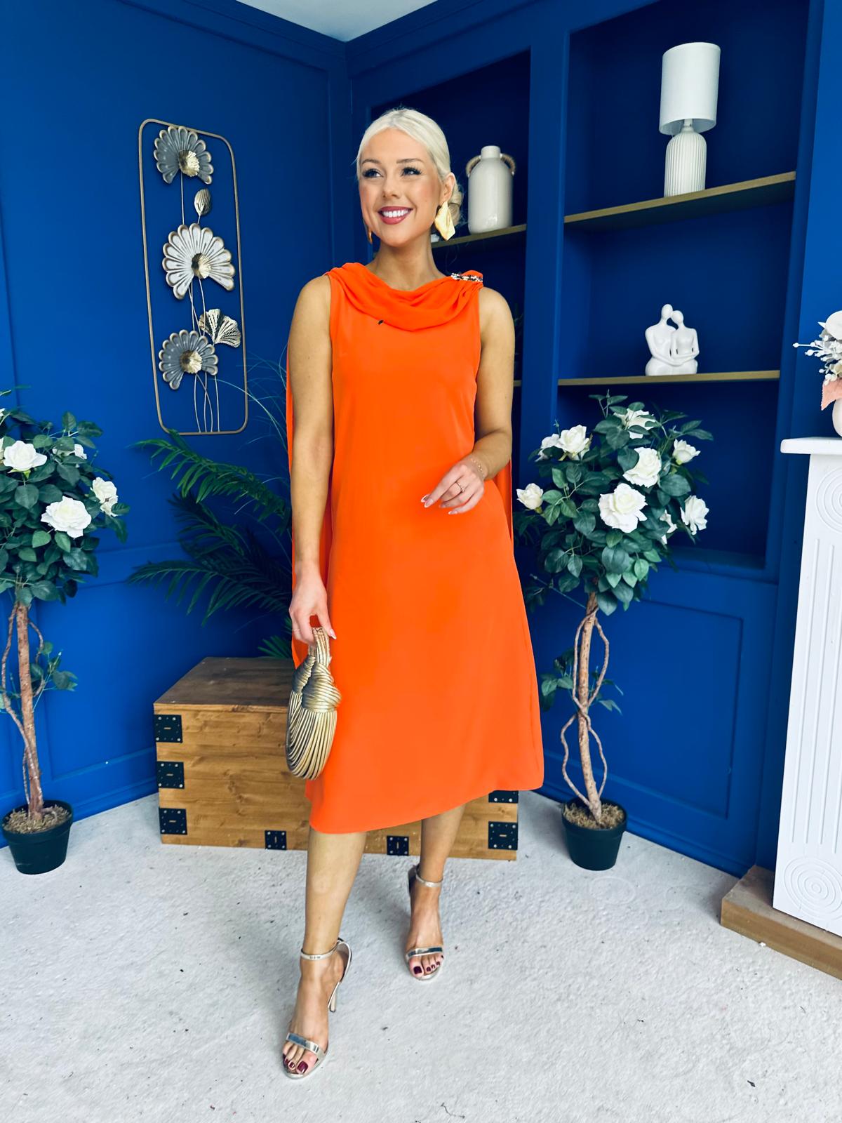 Yasmin Drape Detail Midi Dress Amber