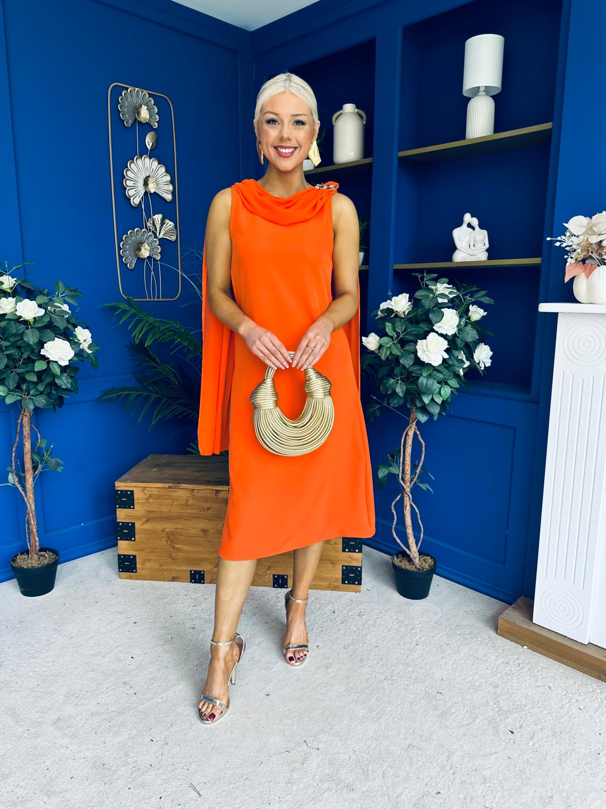 Yasmin Drape Detail Midi Dress Amber