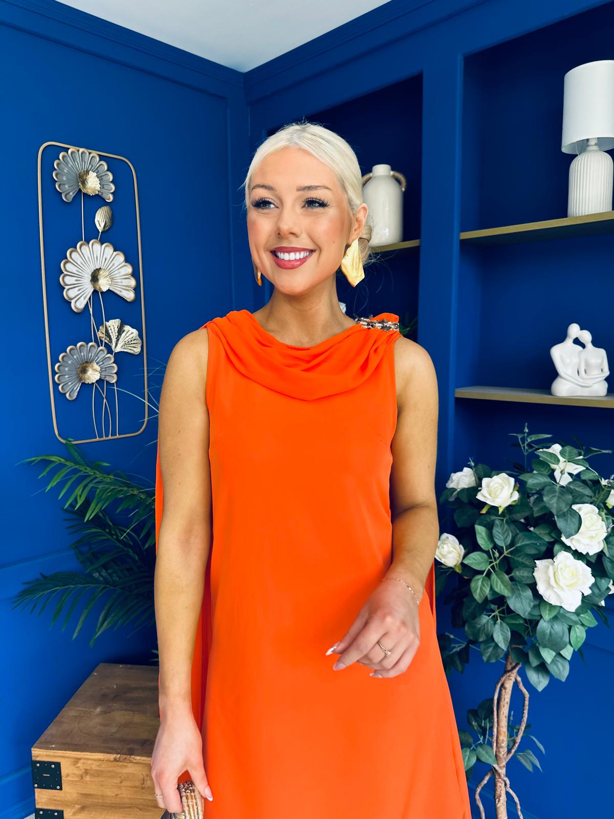 Yasmin Drape Detail Midi Dress Amber