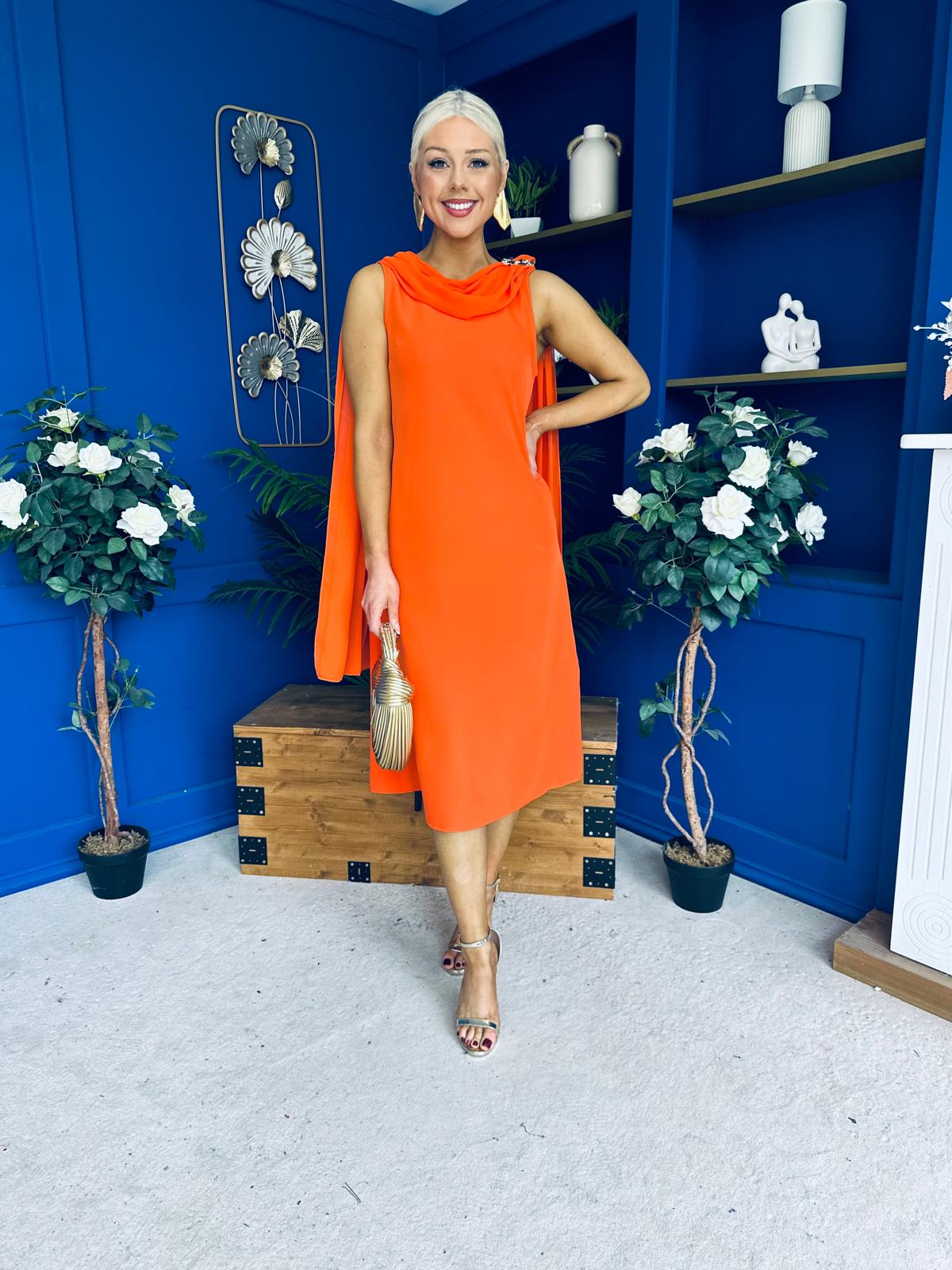 Yasmin Drape Detail Midi Dress Amber