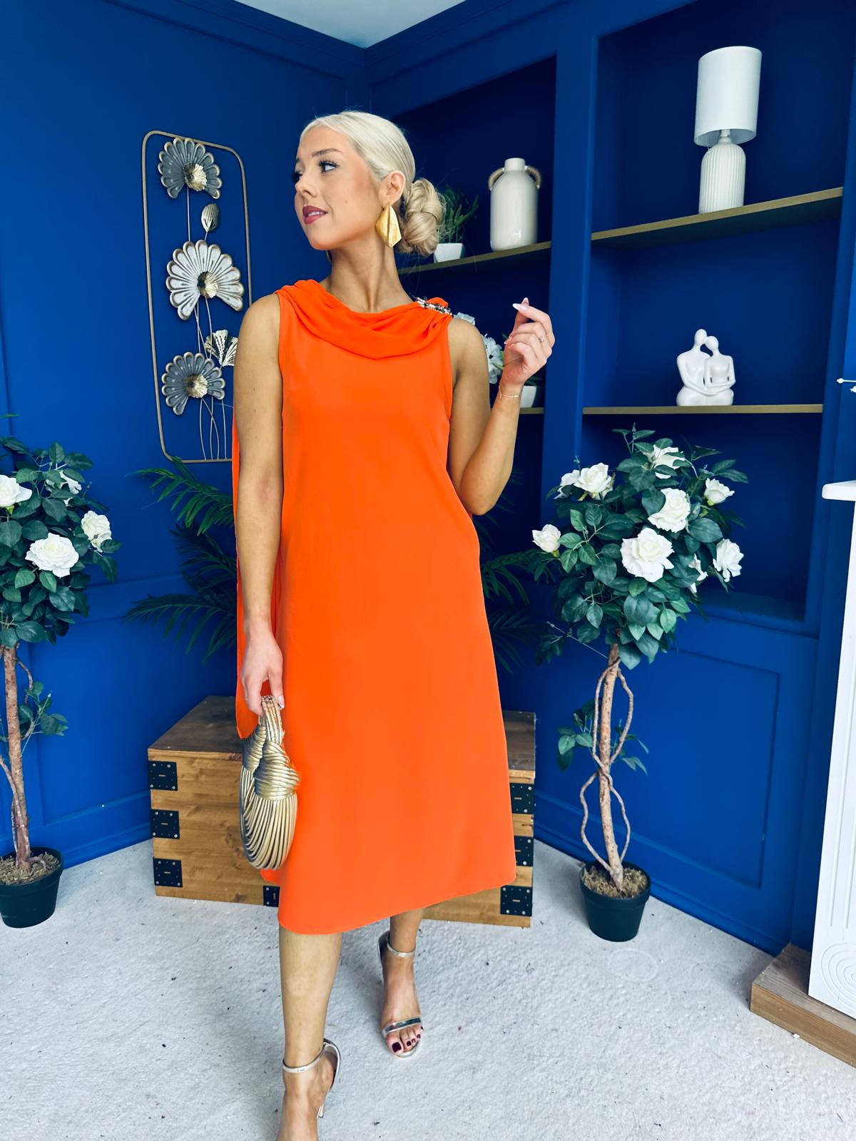 Yasmin Drape Detail Midi Dress Amber