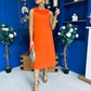 Yasmin Drape Detail Midi Dress Amber