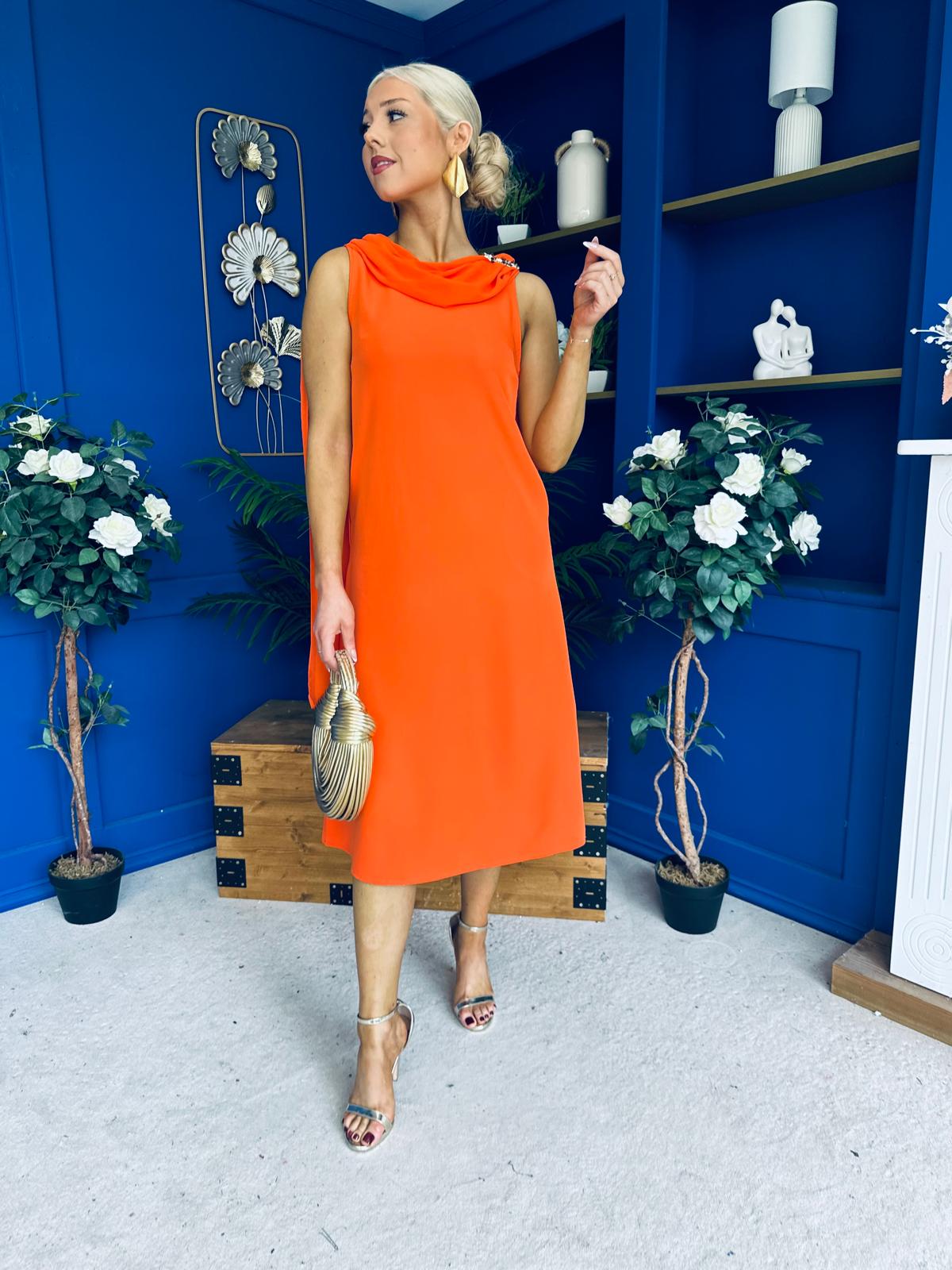 Yasmin Drape Detail Midi Dress Amber