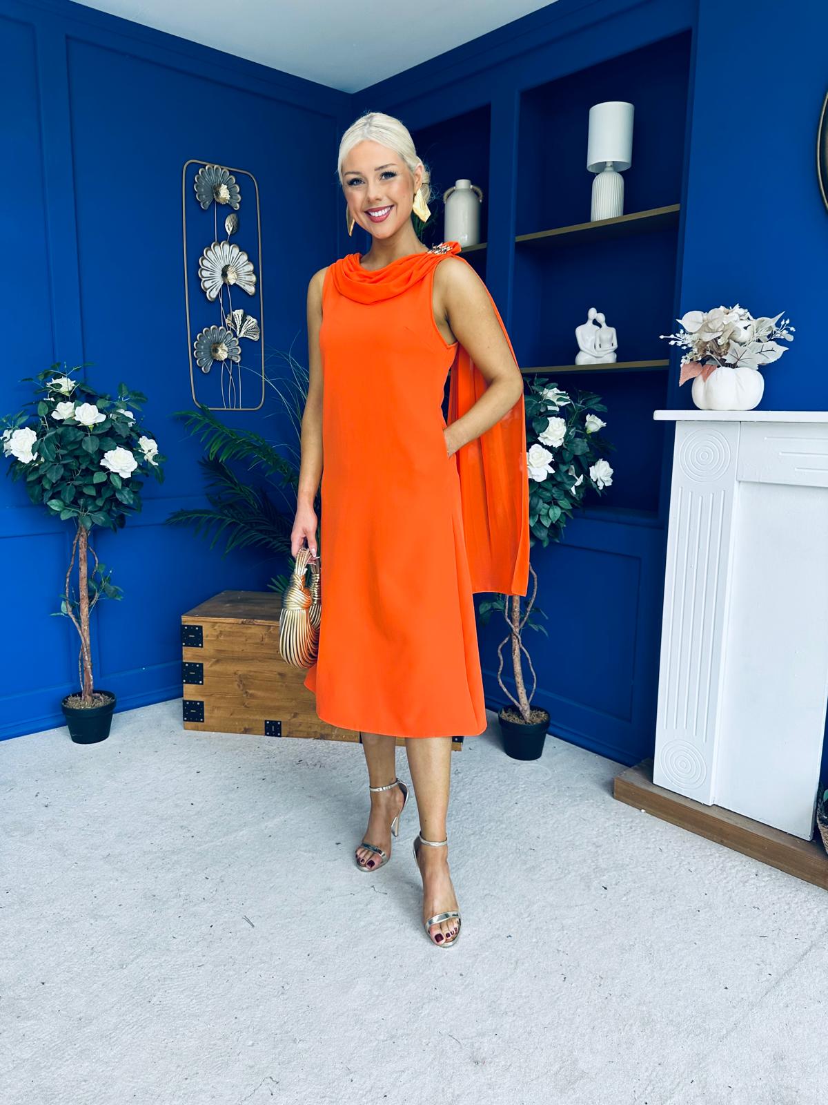 Yasmin Drape Detail Midi Dress Amber