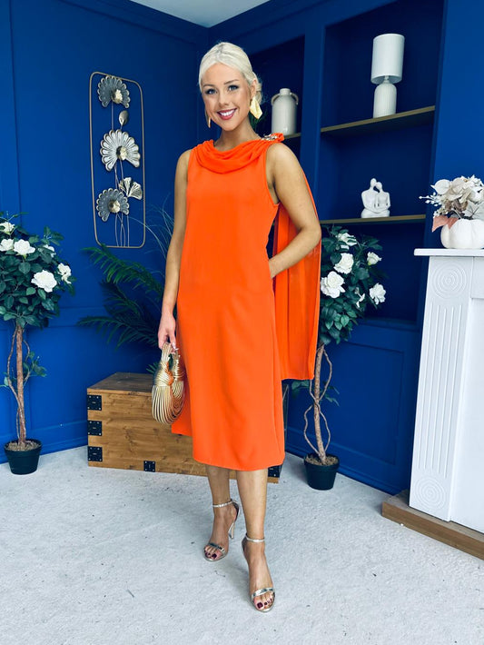 Yasmin Drape Detail Midi Dress Amber