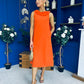 Yasmin Drape Detail Midi Dress Amber