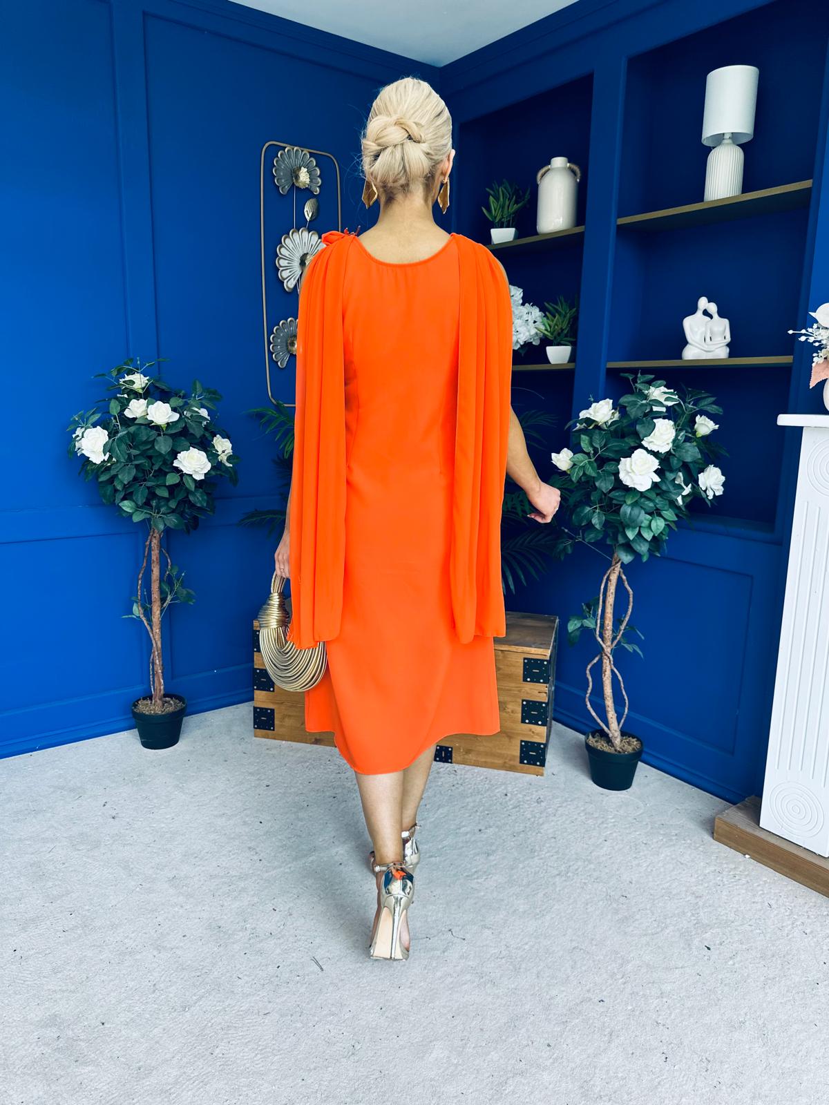 Yasmin Drape Detail Midi Dress Amber