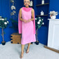 Yasmin Drape Detail Midi Dress Pwr Pink