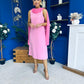 Yasmin Drape Detail Midi Dress Pwr Pink