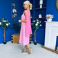 Yasmin Drape Detail Midi Dress Pwr Pink