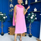 Yasmin Drape Detail Midi Dress Pwr Pink