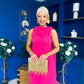 Yasmin Drape Detail Midi Dress Hot Pink