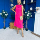 Yasmin Drape Detail Midi Dress Hot Pink