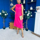Yasmin Drape Detail Midi Dress Hot Pink