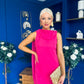 Yasmin Drape Detail Midi Dress Hot Pink