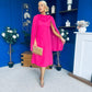 Yasmin Drape Detail Midi Dress Hot Pink