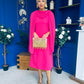 Yasmin Drape Detail Midi Dress Hot Pink