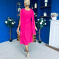 Yasmin Drape Detail Midi Dress Hot Pink