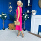 Yasmin Drape Detail Midi Dress Hot Pink