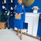 Yasmin Drape Detail Midi Dress Cobalt