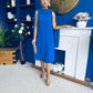 Yasmin Drape Detail Midi Dress Cobalt