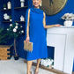 Yasmin Drape Detail Midi Dress Cobalt