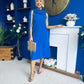 Yasmin Drape Detail Midi Dress Cobalt