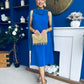 Yasmin Drape Detail Midi Dress Cobalt
