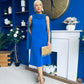 Yasmin Drape Detail Midi Dress Cobalt