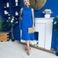 Yasmin Drape Detail Midi Dress Cobalt