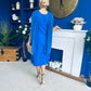 Yasmin Drape Detail Midi Dress Cobalt