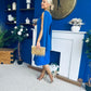 Yasmin Drape Detail Midi Dress Cobalt