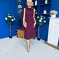Yasmin Drape Detail Midi Dress Wine