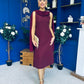Yasmin Drape Detail Midi Dress Wine