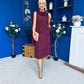 Yasmin Drape Detail Midi Dress Wine