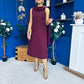 Yasmin Drape Detail Midi Dress Wine