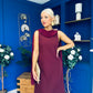 Yasmin Drape Detail Midi Dress Wine