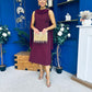 Yasmin Drape Detail Midi Dress Wine