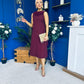 Yasmin Drape Detail Midi Dress Wine
