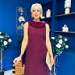 Yasmin Drape Detail Midi Dress Wine