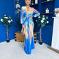 Catriona Plunge Neck Drape Detail Maxi Dress Blue