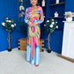 Catriona Plunge Neck Drape Detail Maxi Dress Sky