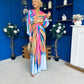 Catriona Plunge Neck Drape Detail Maxi Dress Sky