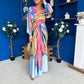 Catriona Plunge Neck Drape Detail Maxi Dress Sky