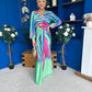 Catriona Plunge Neck Drape Detail Maxi Dress Green