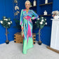 Catriona Plunge Neck Drape Detail Maxi Dress Green
