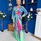 Catriona Plunge Neck Drape Detail Maxi Dress Green